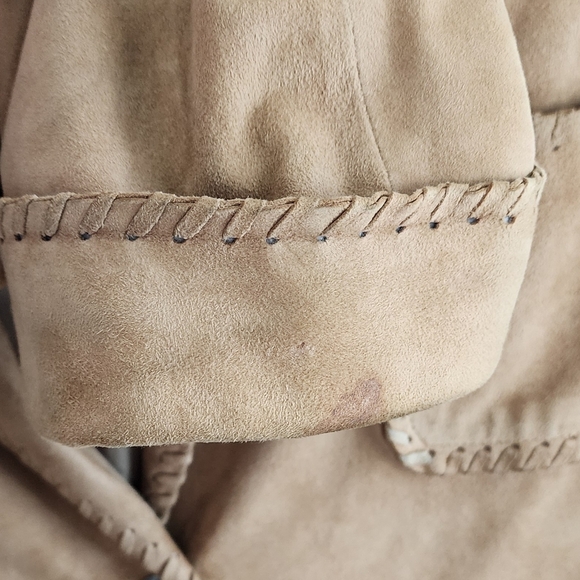 RALPH LAUREN Suede Western Boho Jacket Turquoise Silver Button Whipstitch Size M - Picture 9 of 9